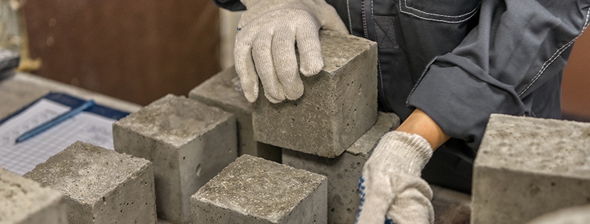 Baustoff - Labor: Festigkeitsprüfung von Beton und Mauerwerk